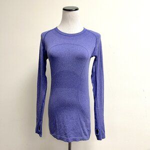Lululemon top long sleeve swiftly scuba thumb holes stretch periwinkle blue M